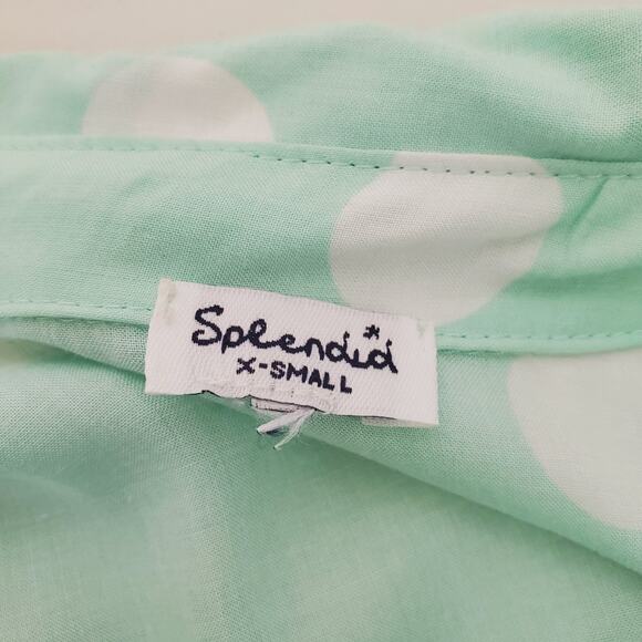 Splendid | Mint Green Polka-dot Button Up Shirt - Picture 5 of 6